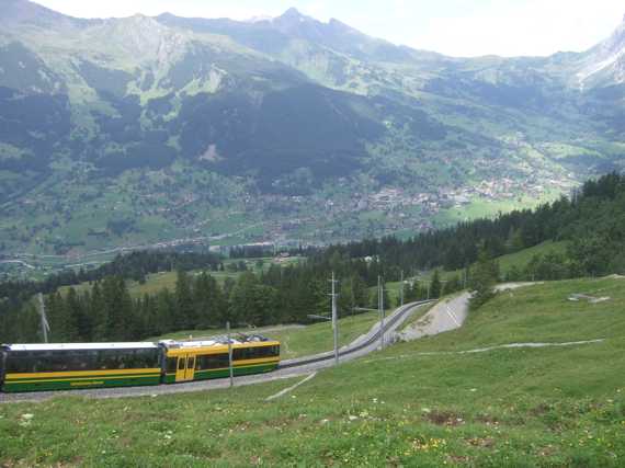 Blick auf Bahn und Grindelwald